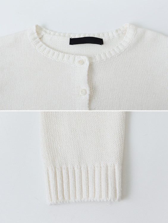 Basic Cotton100 Round Knit Cardigan (7color)