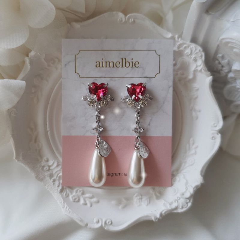 Heart Jewel Longdrop Piercing - Rosepink