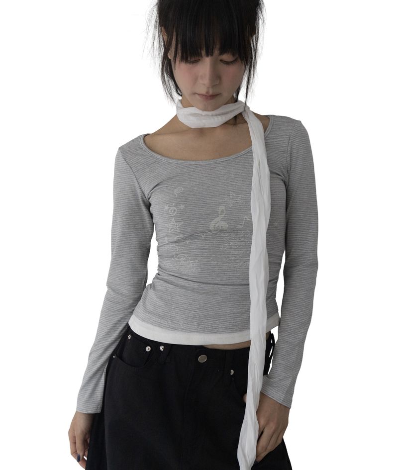 Uta Scarf Shirring T-Shirt