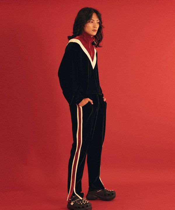 0 3 velvet lining track pants - BLACK
