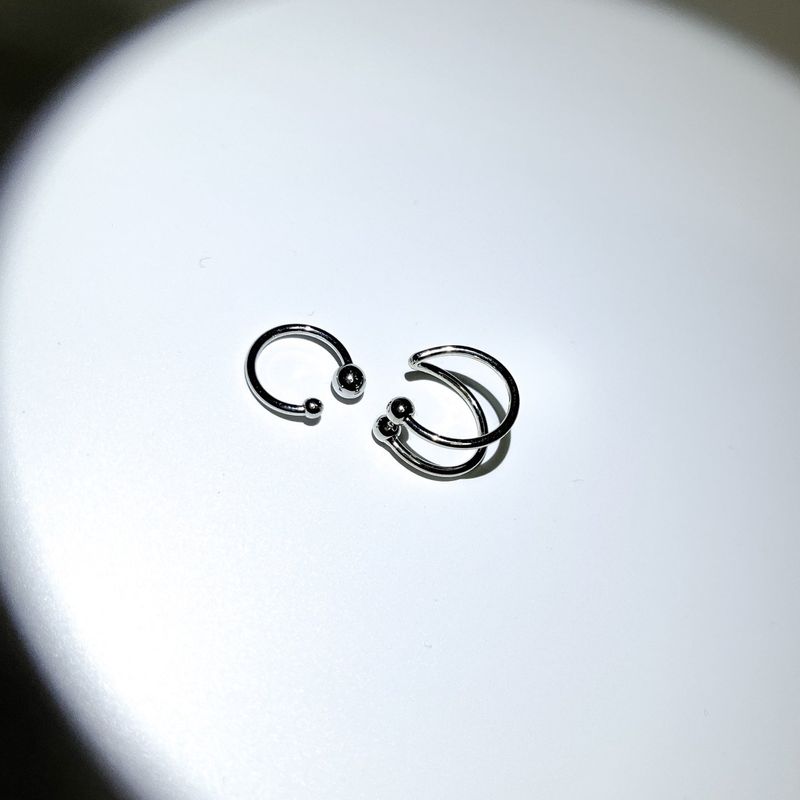 Silver pierced shape ear cuff (set)