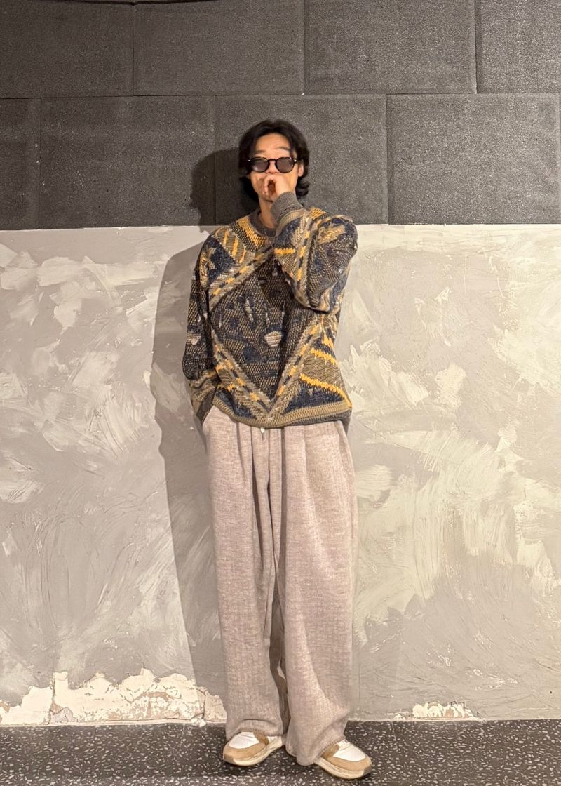 Mixed Knit Sweatshirt 2COLOR