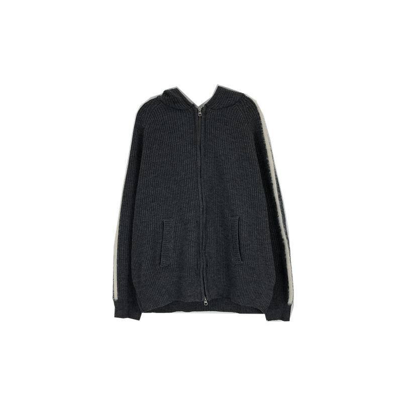 hairy line knit zip-up