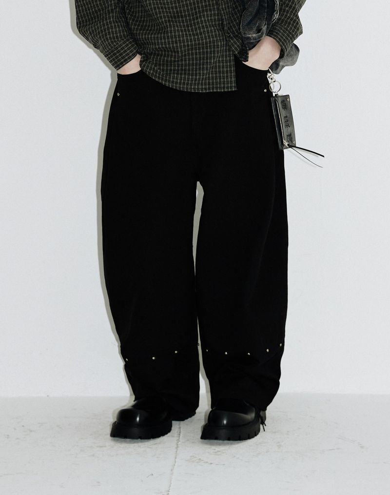 AAMBITION(アアンビション)の「Incision Rivet Wide Pants (Vintage-black)(Pants)」