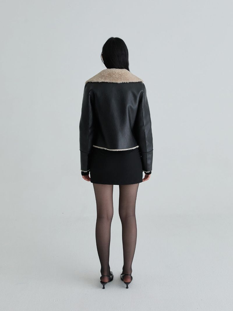 Reversible shearling mustang (Black)