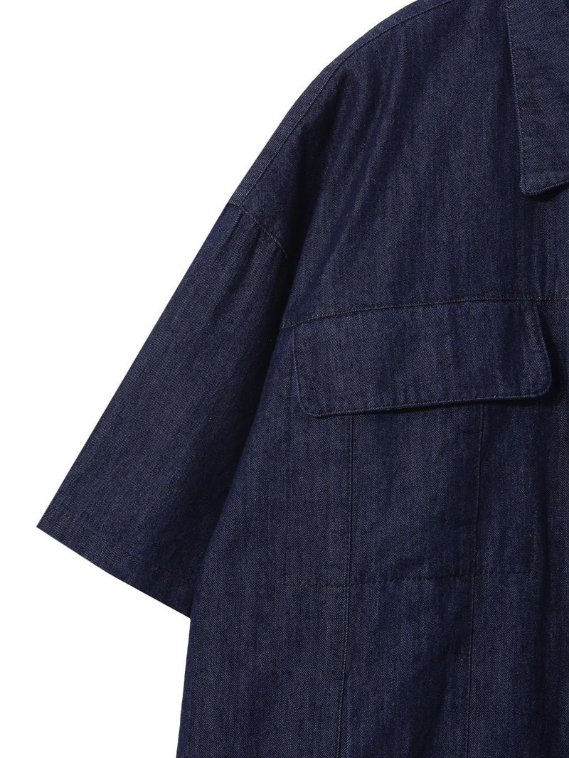 Two way denim short sleeve zip-up jacket 2C