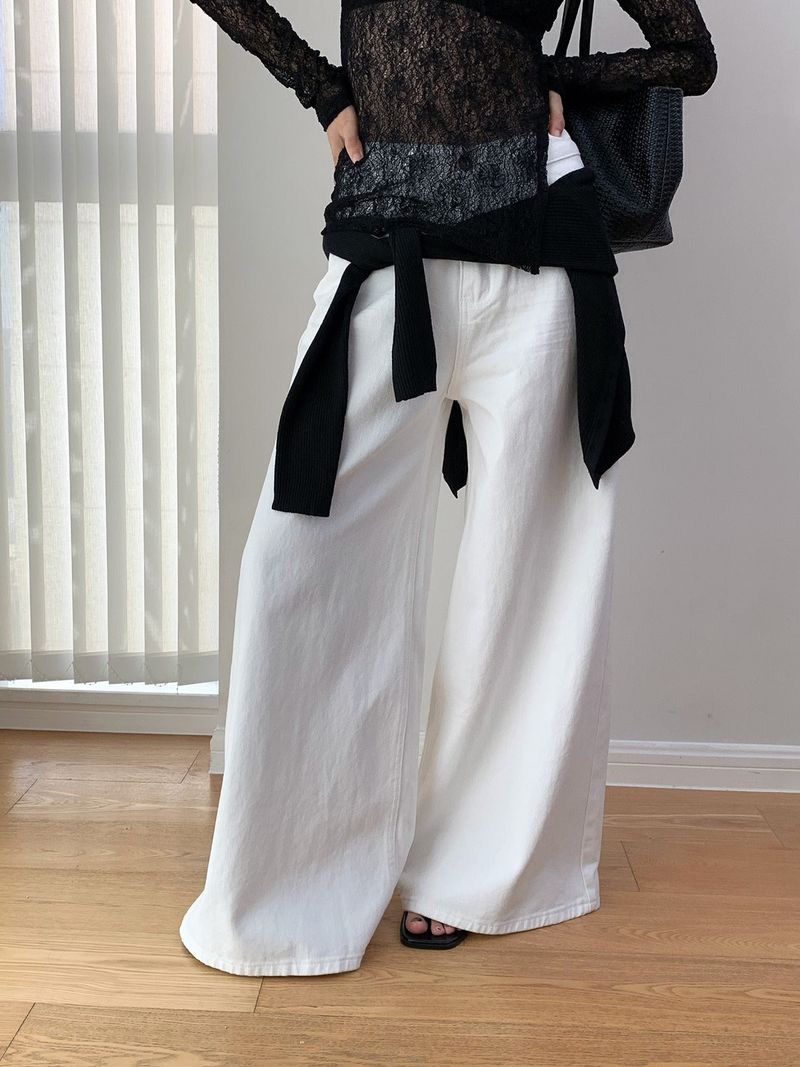 Four Seasons Wide Washed Cotton Pants