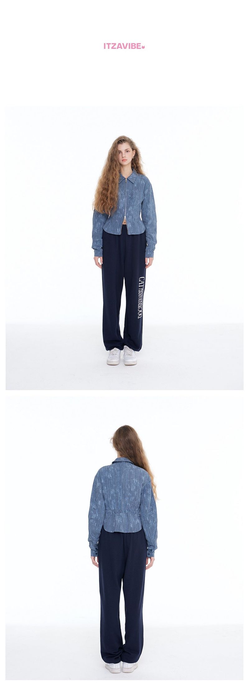 [ICC22WJK10BL] CORSET SHORT JACKET - BLUE