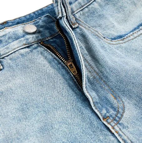 Slash Damaged Wide Denim Pants