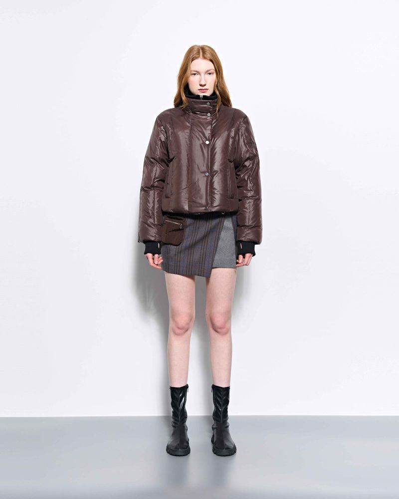 KIMZISU（キムジス）の「Check Panelled Mini Wrap Skirt _ Brown（Skirts）」