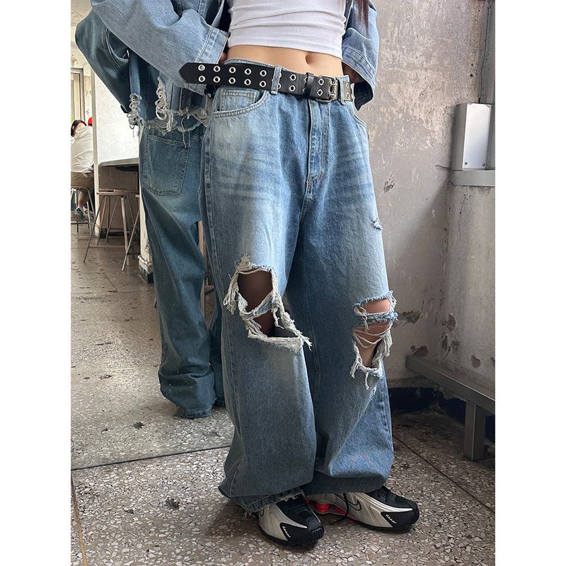 LAURANT（ロラン）の「 [Unisex] Knee destroyed wide denim pants（Pants）」