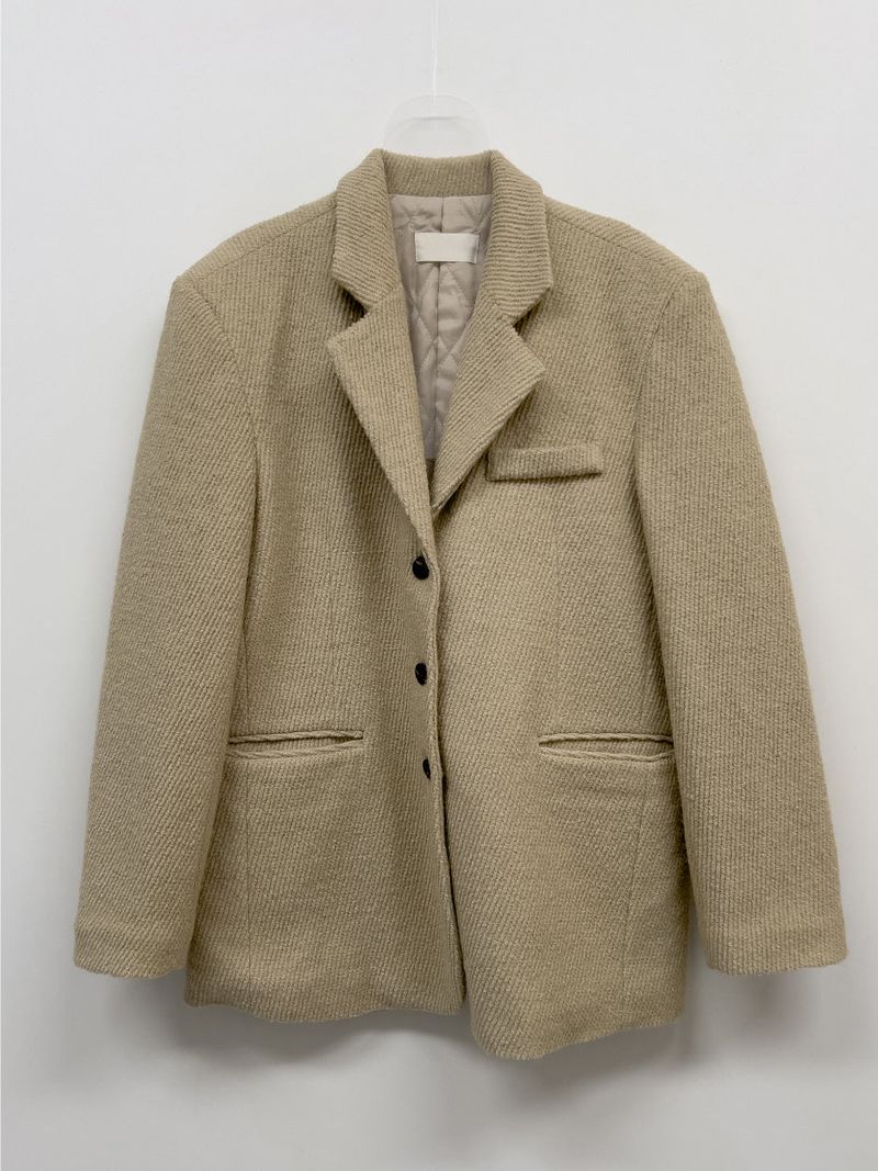 [Wool 50%/Quilted lining] Twill wool single over fit jacket