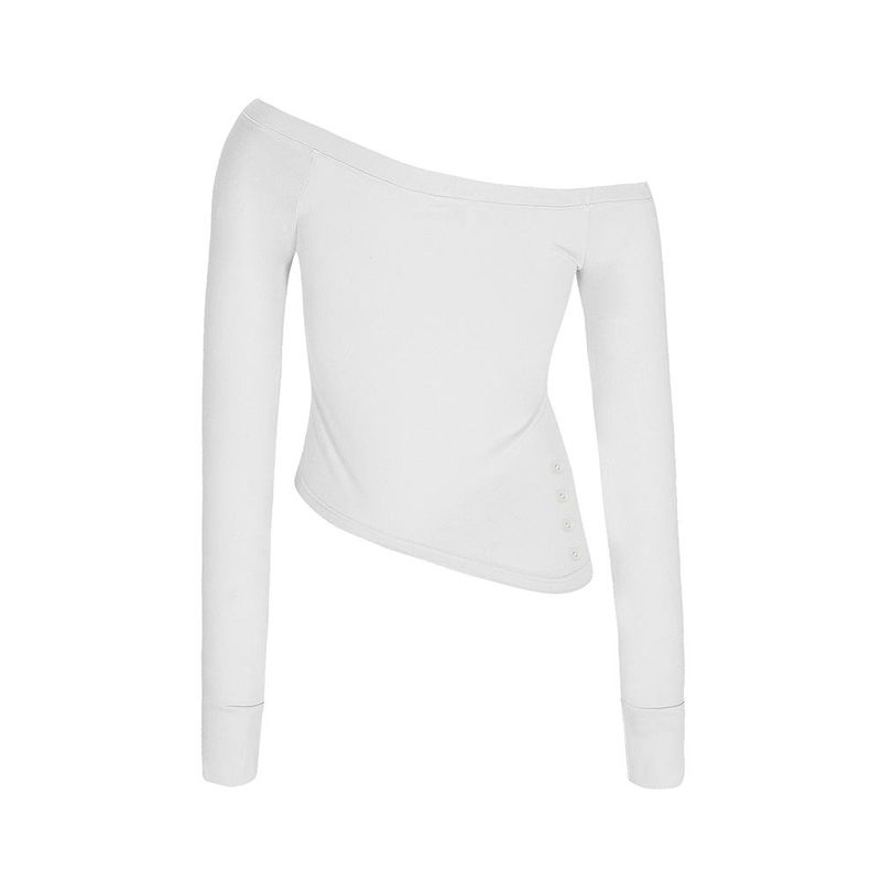 Bellialeu（ベルリアル）の「ONE SHOULDER BUTTON TEE-WHITE（Tops）」