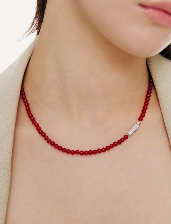 hyeres lor(イエール・ロール)の「26SS★ H Edition (W) Ball Red Jade Bead Necklace 4.0mm(Accessories)」