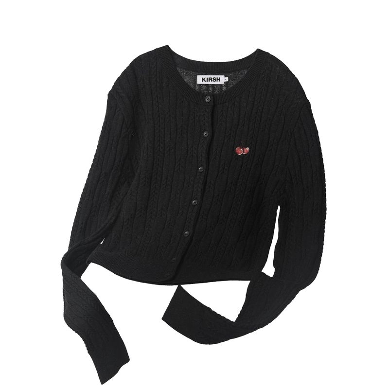 KIRSH（キルシー）の「SMALL CHERRY CABLE CROP KNIT CARDIGAN [BLACK]（）」
