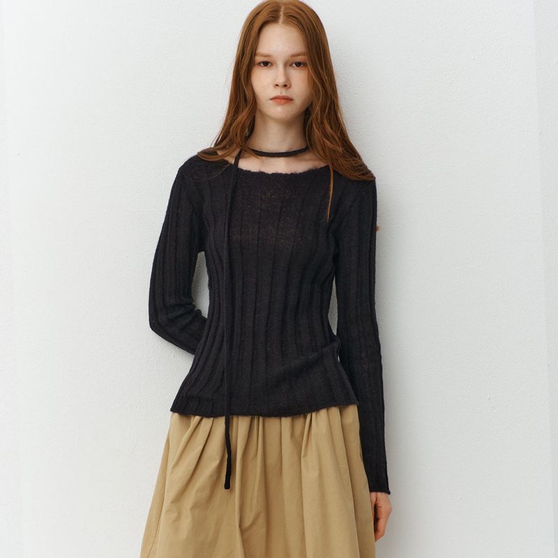 String Boat Neck Knit_2Color
