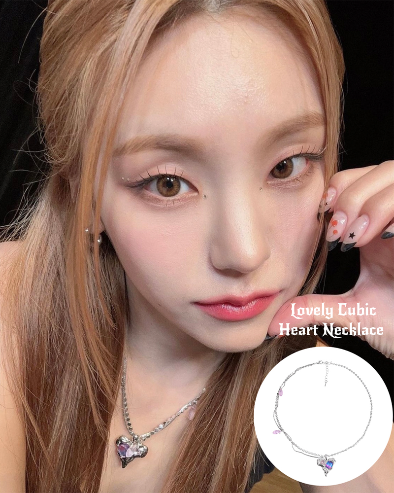 [IVE WONYOUNG , ITZY YEJI Pick] Lovely Cubic Heart Necklace