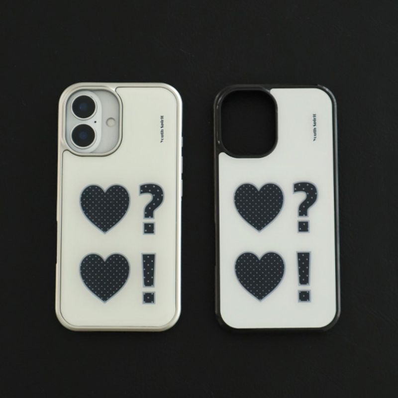 Dot Heart Black Silver Epoxy Bumper Case 