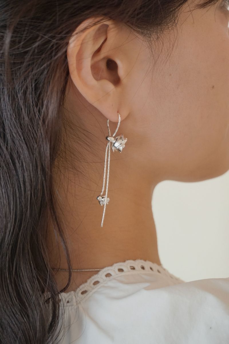 [MADE]DOUBLE FLOWER DROP EARRING