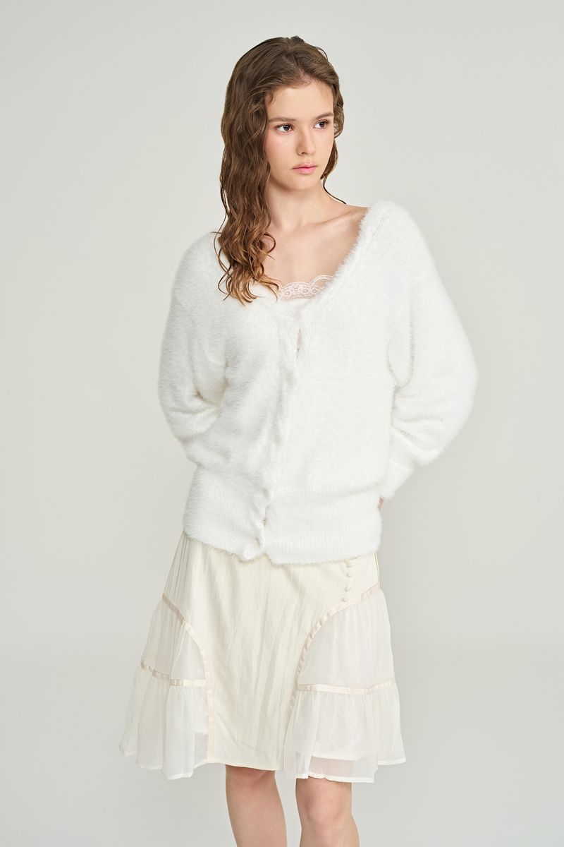 Souffle deep v-neck cardigan, Ivory