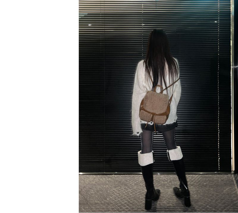 Square toe mink fur long boots (2 Color)