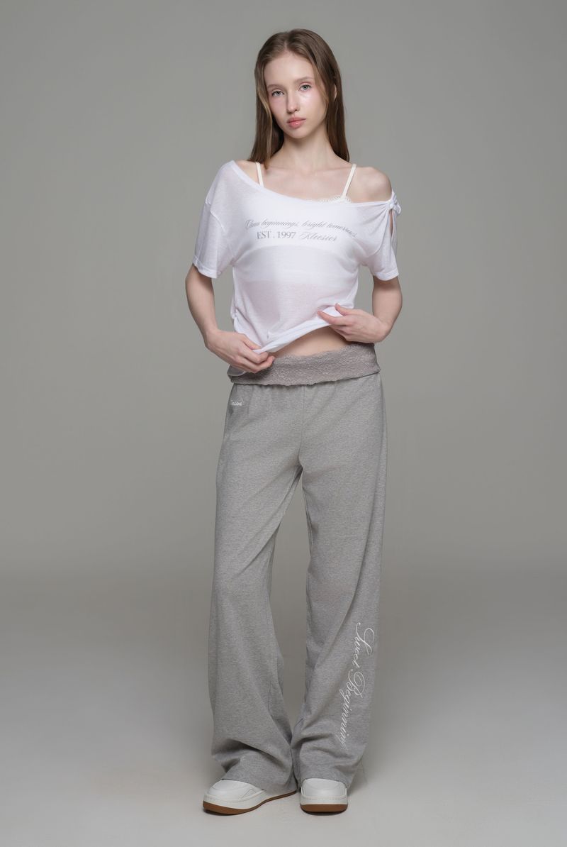 Powder sheer ribbon top, White