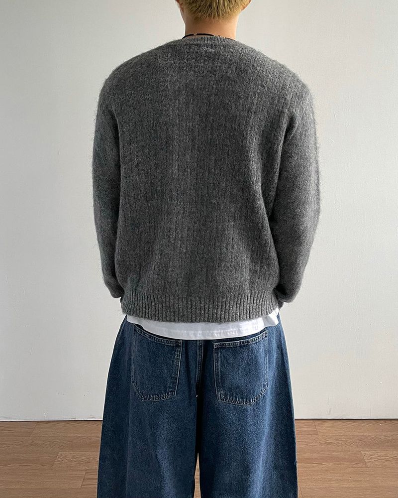 Hairy Wool crop Knit Cardigan