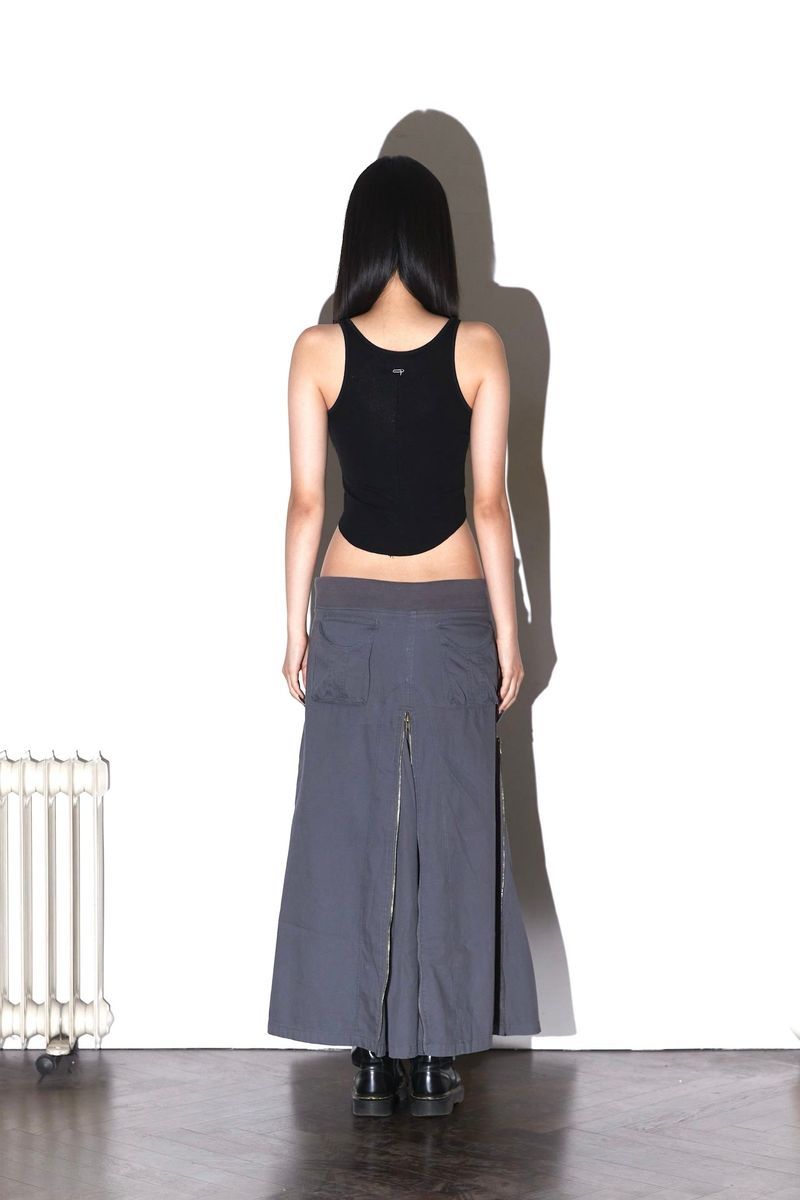 07 ZIP WASHED SKIRT CHARCOAL