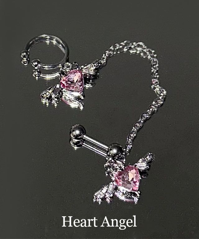Adamdree（アダムドリー）の「ピンクハートエンジェルチェーンピアス & イヤーカフ 1 pc（アクセサリー）」