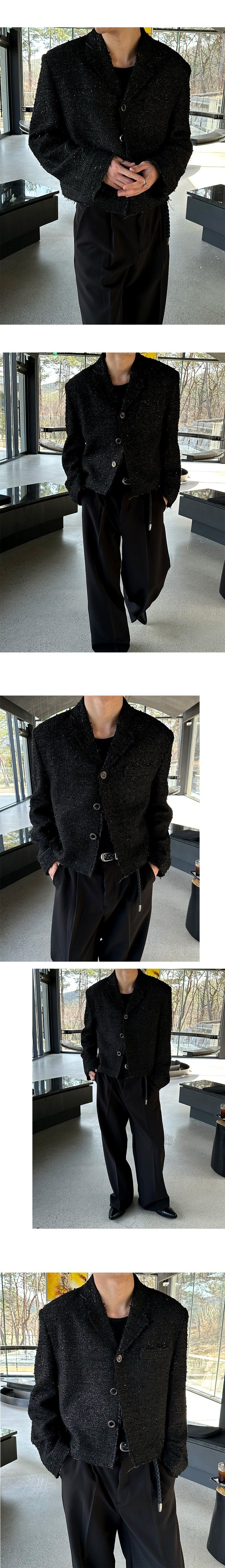 [PREMIUM] Crush glitter tweed jacket(2color)
