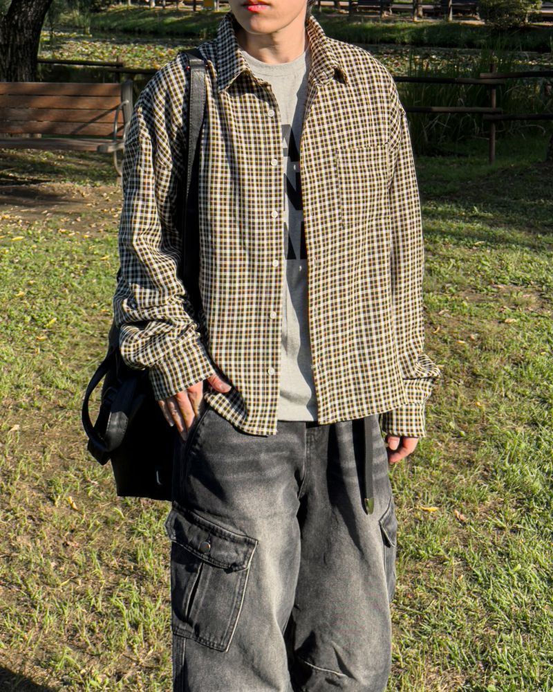 N Semi Crop Check Shirt