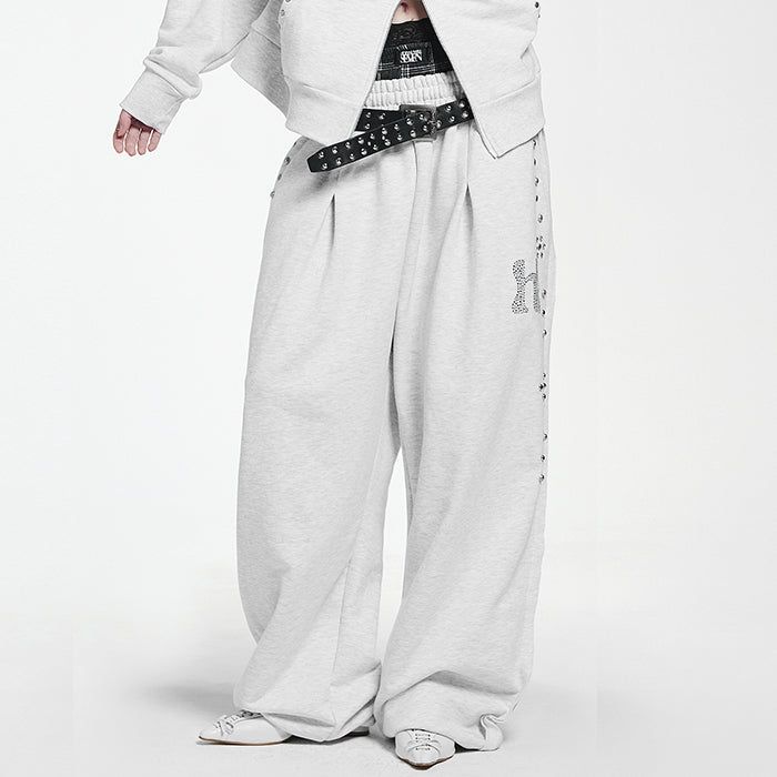 Simple One Tuck String Pants_WHITE MELANGE