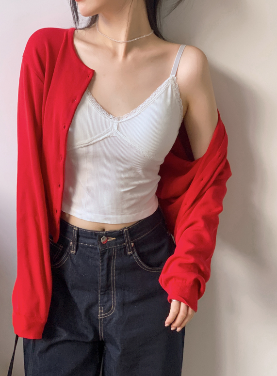 SHOPPERLAND(ショッパーランド)の「#Aelite Lace V-neck Cap Sleeveless (2color)(Tops)」