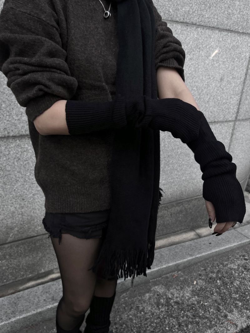 basic ribbed hand warmer (2color)
