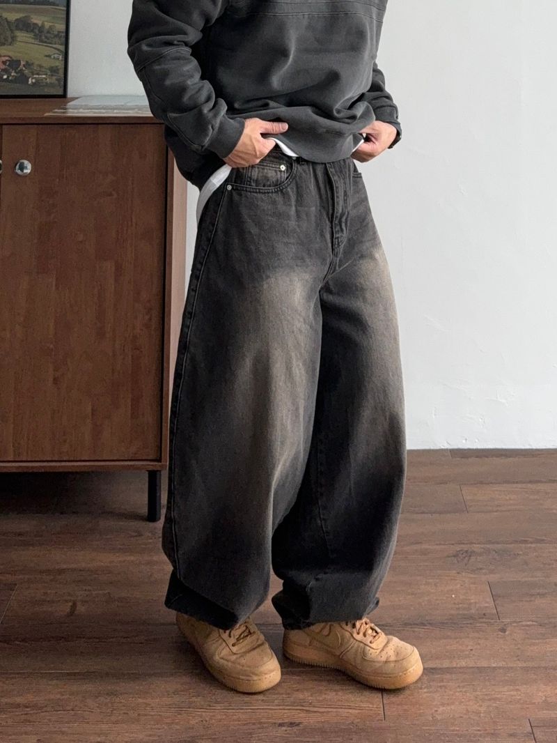 Natural balloon denim pants (3color)