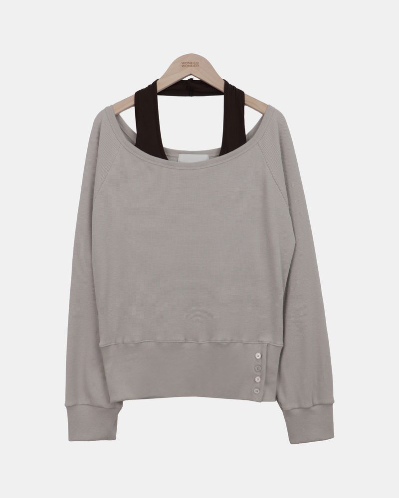 Mendi Waffle Layered Sweatshirt