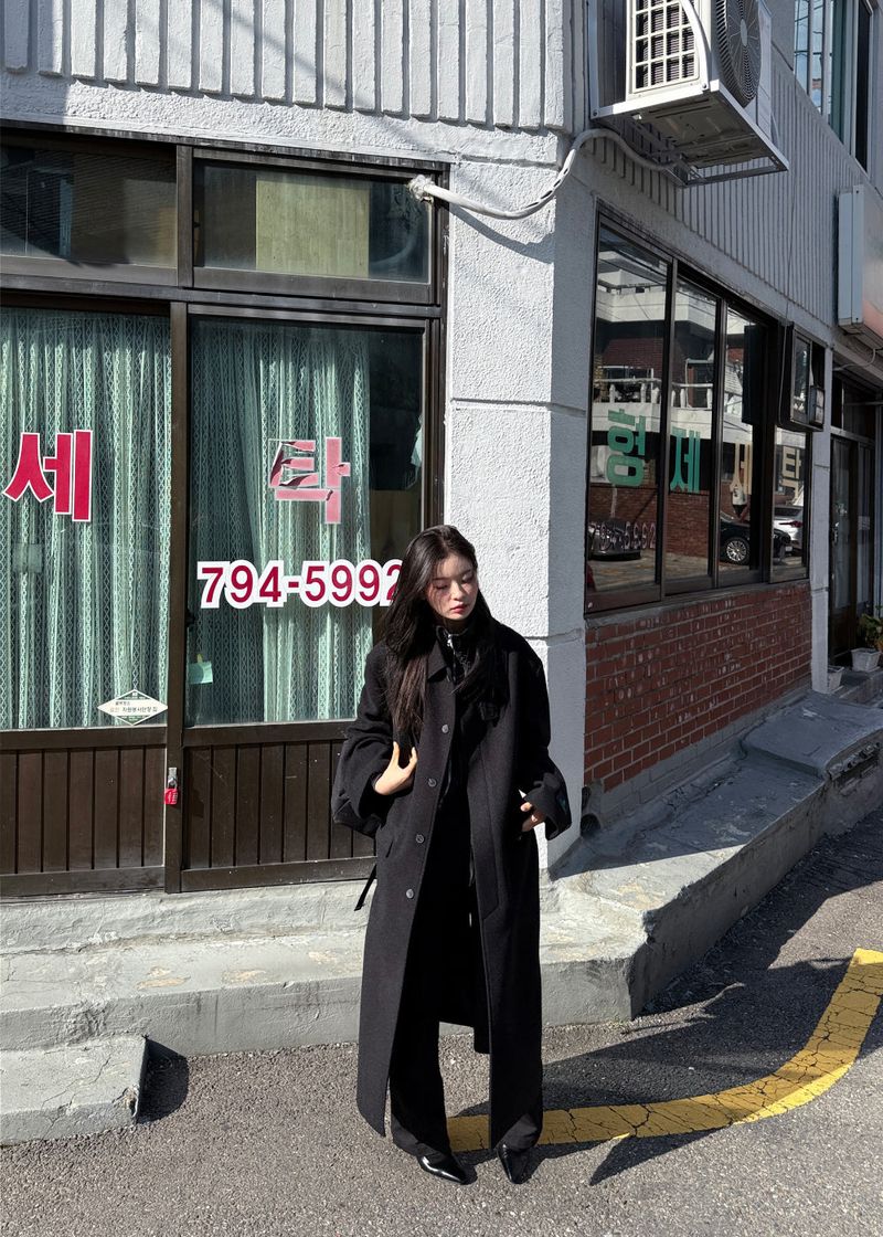 WOOL HIGHNECK LONG COAT
