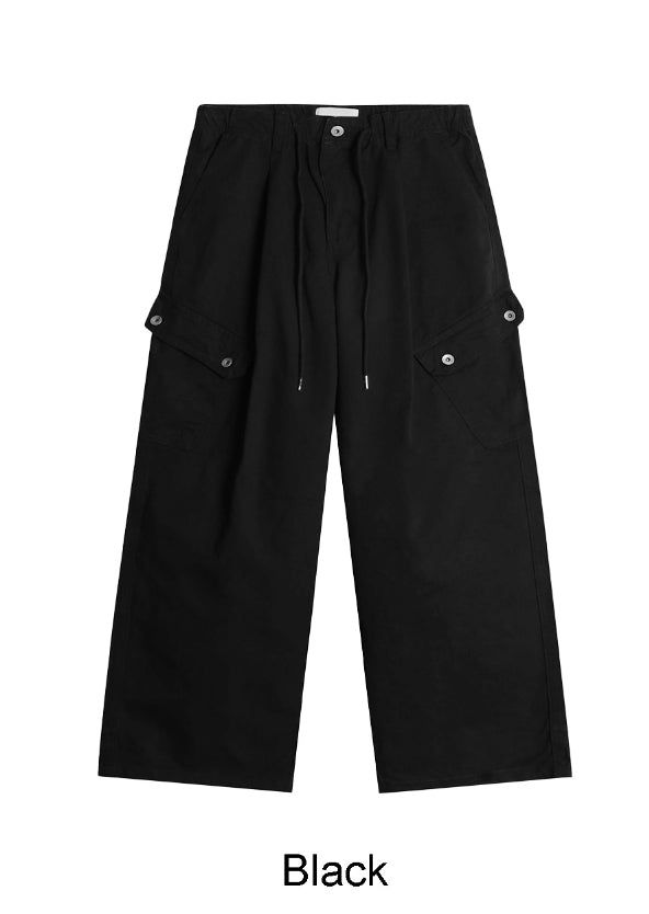 Defun diagonal cargo cotton pants