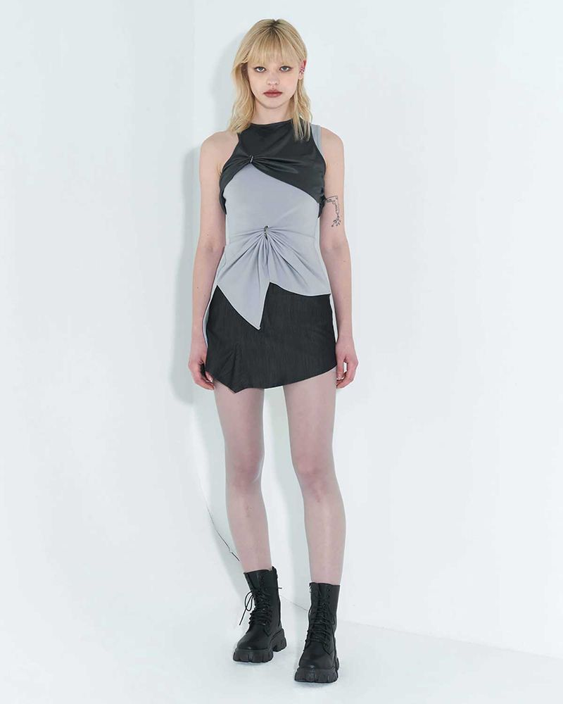 Chain Link Layered Top _ Grey