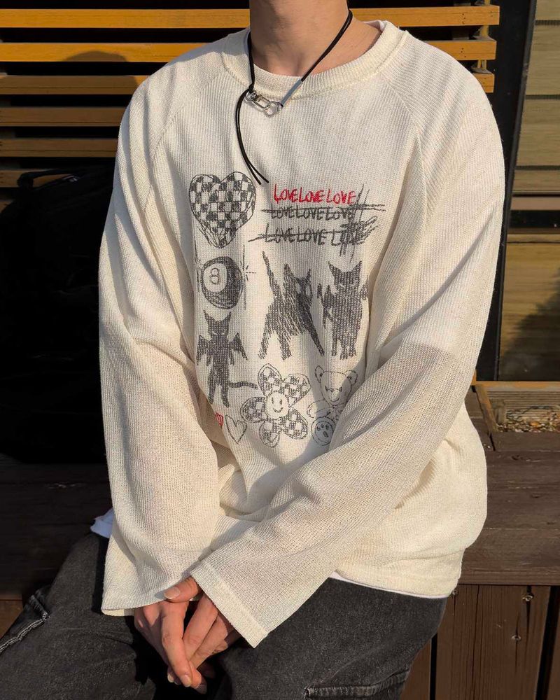JIIGEUM(ジグム)の「Drawing Printed Knit 2C(Tops)」