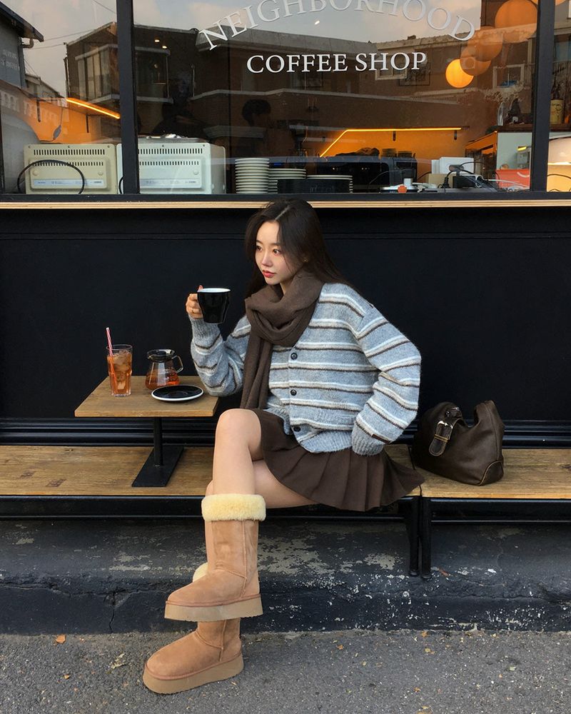 [ORIGINAL] Sand Stripe Oversized Wool Cardigan