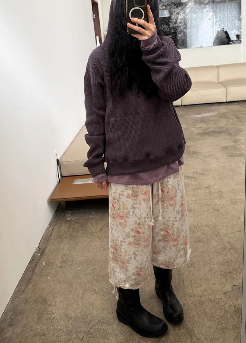 floral sweat crop pants