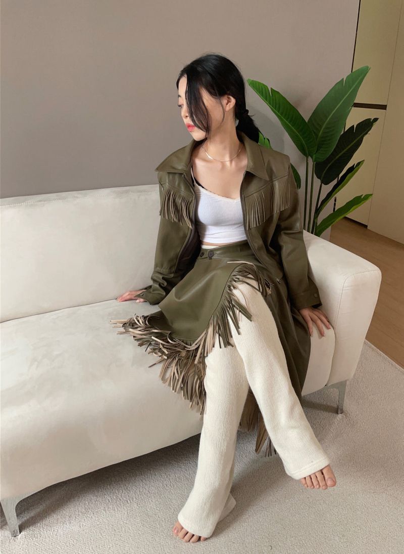 Tassel Leather Wrap Set(outer&skirt)