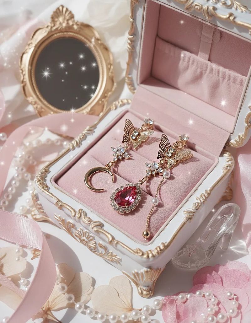 Rosepink Moon Butterfly Earring