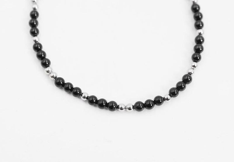 No.0850 black, green gemstone necklace