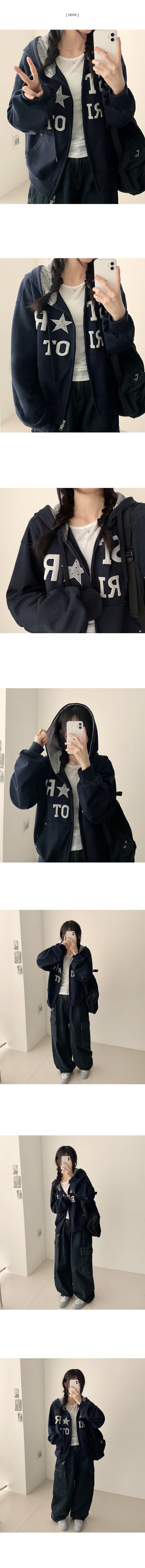 Tommy Dot Pattern Lined Two-way Hooded Zip-Up