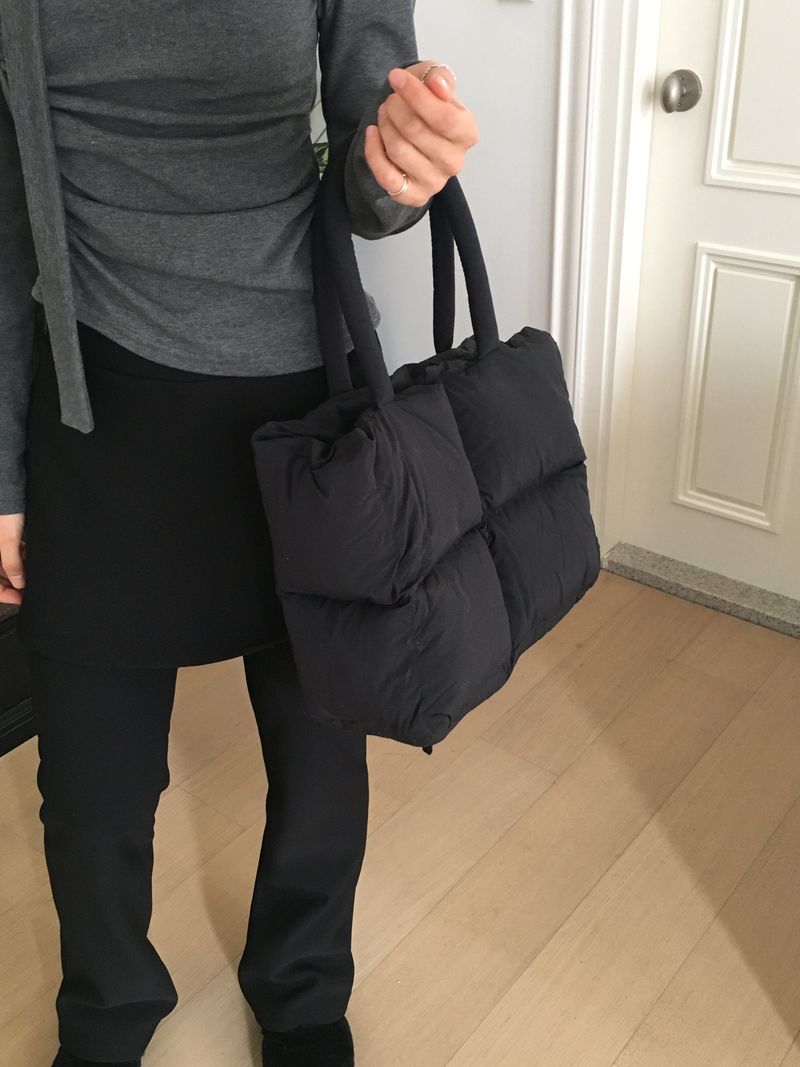 Dukan Waffle Padded Quilted Square Big Shoulder Bag