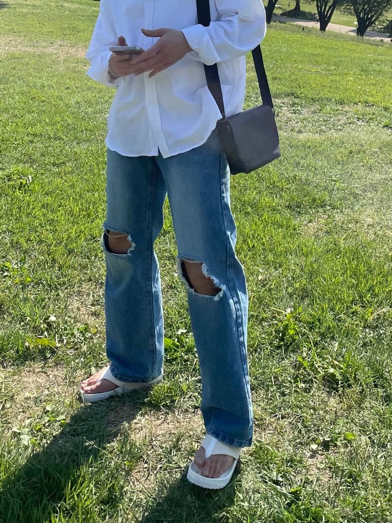 EASY DETROYED DENIM PANTS(2COLOR)
