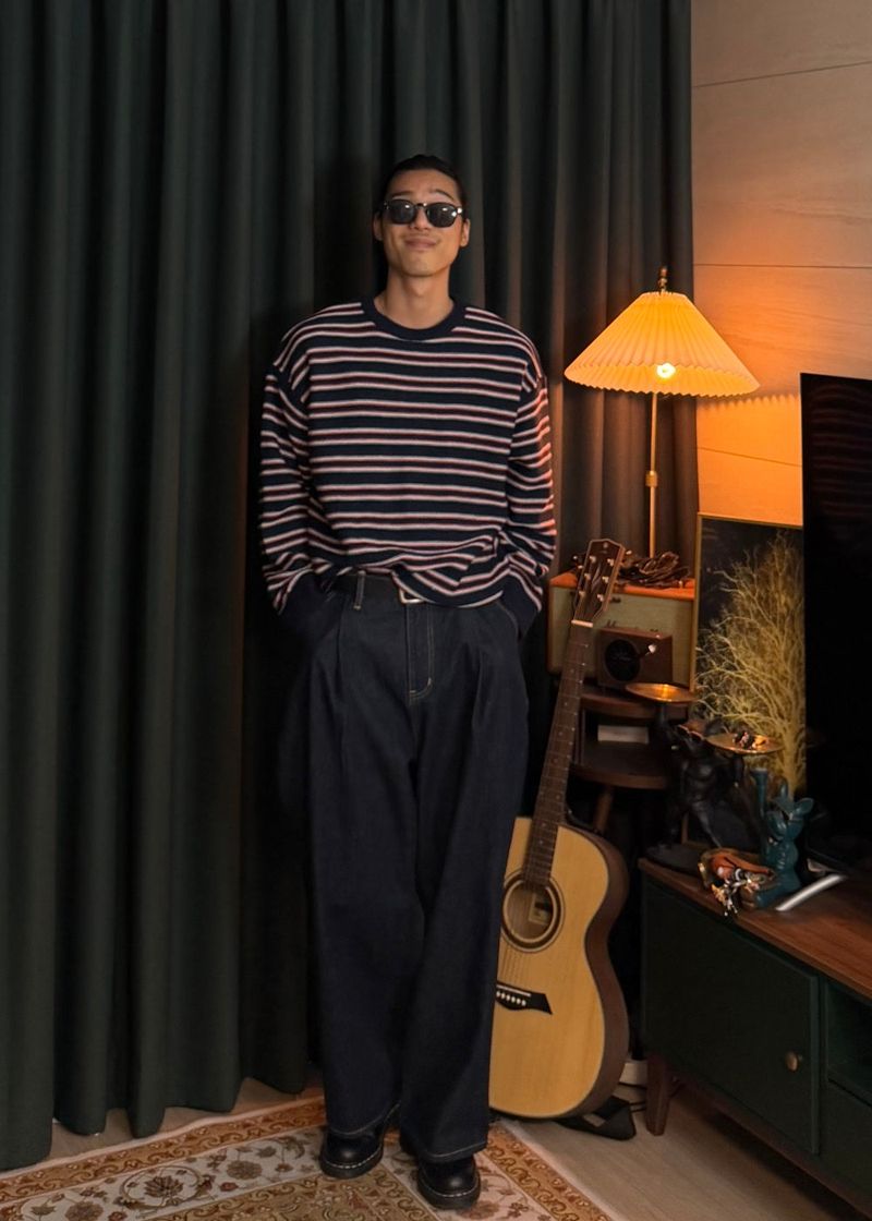Reverse stripe knit 2COLOR