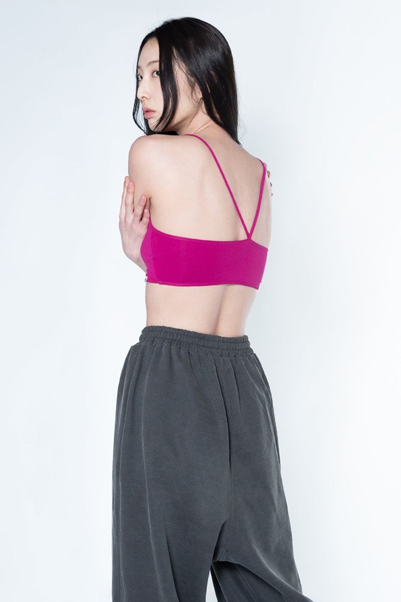 Back Tunnel Bra Top (Magenta pink)